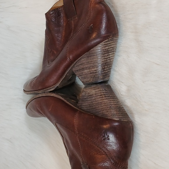Frye Rich Brown Leather Ankle Booties Women's Sz 8.5 - Picture 7 of 12